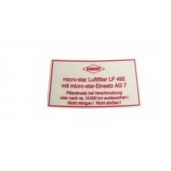 Autocollant pour filtre à air Knecht