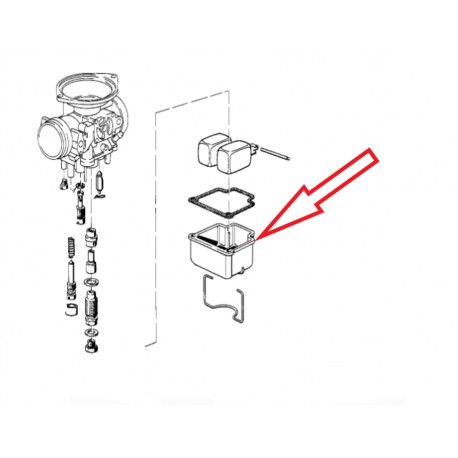 Cuve pour flotteur pour BMW R45/R65, R75/5-R100, R65GS, R80G/S, R80GS, coté droit